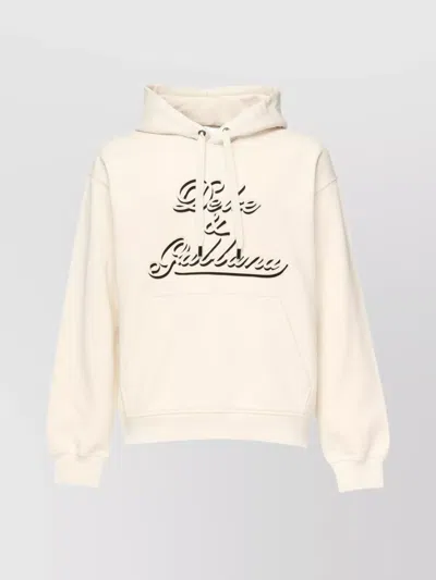 Dolce & Gabbana Almond Beige Pullover Sweatshirt With Drawstring Hood In Neutral
