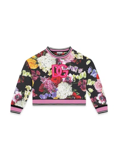 Dolce & Gabbana Kids' Sweatshirt Hydrangeas In Multicolour
