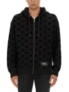 Dolce & Gabbana All-over Dg Print Zip-up Hoodie In Black