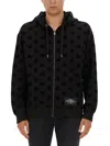 Dolce & Gabbana All-over Dg Print Zip-up Hoodie In Black