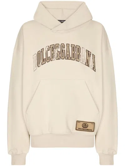 Dolce & Gabbana Sweatshirt With Cappuccio In Tan