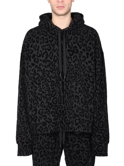 DOLCE & GABBANA SWEATSHIRT WITH LEOPARD PRINT