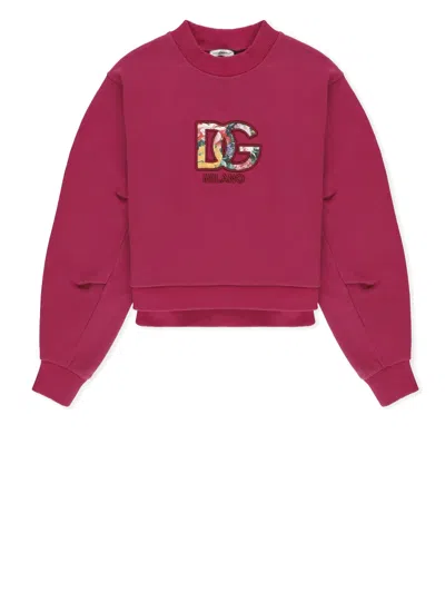 Dolce & Gabbana Kids' Sweatshirt With Logo In Fuchsia