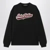 Dolce & Gabbana Logo Patch Cotton Crew Neck Sweatshirt In Black