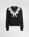 Dolce & Gabbana Sweatshirt With Macramé And Bow In Black