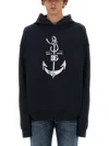 Dolce & Gabbana Printed Washed Cotton Jersey Hoodie In Blue