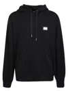 Dolce & Gabbana Black Hoodie With Plated Logo On The Chest