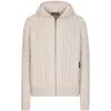 Dolce & Gabbana Cashmere And Wool Zip-up Hoodie With Dg Patch In Beige