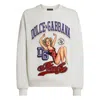 Dolce & Gabbana Graphic Print Crew Neck Sweatshirt With Ribbed Cuffs In White
