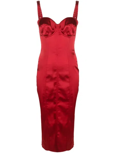 Dolce & Gabbana Sweetheart-neck Corset-style Midi Dress In Red