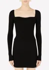 Dolce & Gabbana Sweetheart Neck Rib-knit Top In Black