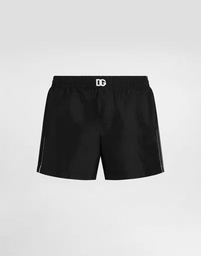 Dolce & Gabbana Swim Boxer Shorts With Logo In Black