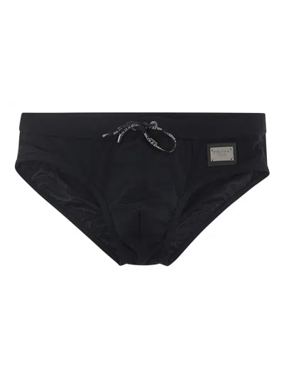 Dolce & Gabbana Swim Briefs With Hig-cut Leg In Black