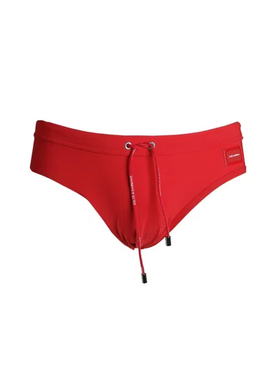 Dolce & Gabbana Swim Briefs In Run-resistant Technical Fabric In Bloody Red