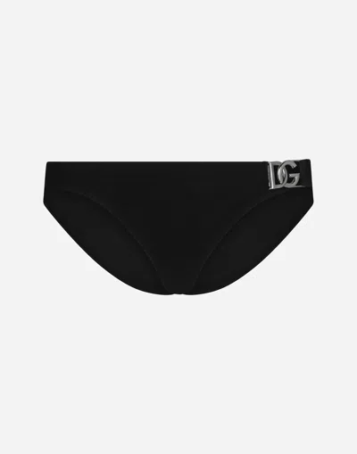 Dolce & Gabbana Swim Briefs With Dg Hardware In Black