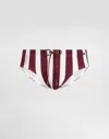 Dolce & Gabbana Swim Briefs With High-cut Leg And Striped Print In Multicolor