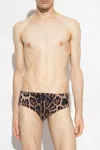 Dolce & Gabbana Leopard-print Swim Briefs In Beige
