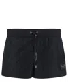 Dolce & Gabbana Short Beach Boxer Shorts Made Of Lightweight Nylon With Metal Logo Plaque In Black