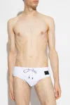 Dolce & Gabbana White Swim Briefs With Branded Drawstring And Logo Tag In White