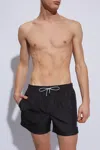 Dolce & Gabbana Printed Swim Trunks With Mid-length And Logo In Black