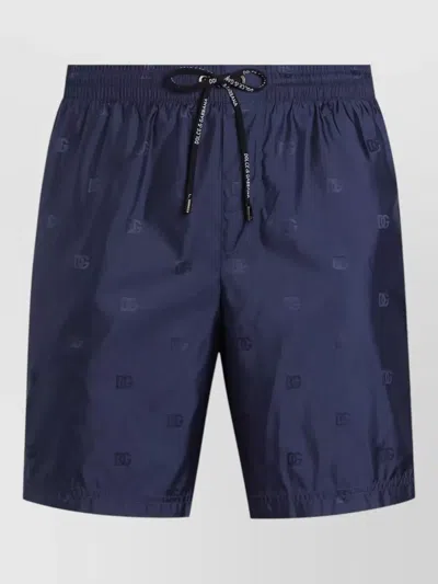 Dolce & Gabbana Logo-detailed Stretch Waistband Mini Shorts With Matching Pouch Handbag In Blue