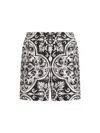 Dolce & Gabbana Printed Bermuda Style Shorts With Elastic Waist In Black