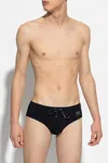 Dolce & Gabbana Black Swim Briefs With Branded Drawstring And Logo Tag In Stretch Polyamide Man In Black
