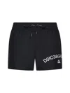 Dolce & Gabbana Black Swim Trunks With Contrasting Logo Print In Nylon Man In Black