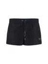 Dolce & Gabbana Short Beach Boxer Shorts Made Of Lightweight Nylon With Metal Logo Plaque In Black