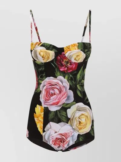 Dolce & Gabbana Swimsuit Adjustable Spaghetti Straps Floral Print In Multi