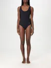Dolce & Gabbana Logo-plaque Scoop-neck Swimsuit In Schwarz