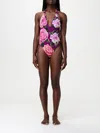 Dolce & Gabbana Embellished Floral-print Knotted Halterneck Swimsuit In Pink