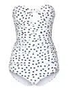 Dolce & Gabbana Polka Dot Strapless One-piece Swimsuit In White