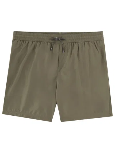 Dolce & Gabbana Mid-length Swim Trunks With Logo Tag In Green
