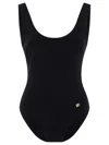 Dolce & Gabbana Logo-plaque Scoop-neck Swimsuit In Black