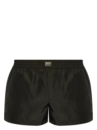 Dolce & Gabbana Swimsuit With Logo Plaque In Black