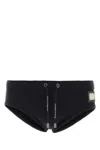 Dolce & Gabbana Stretch Nylon Swimming Brief With Metallic Accents In Black