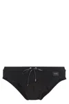 Dolce & Gabbana Black Swim Brief With Metallic Dg Logo In Stretch Polyamide Man In Black