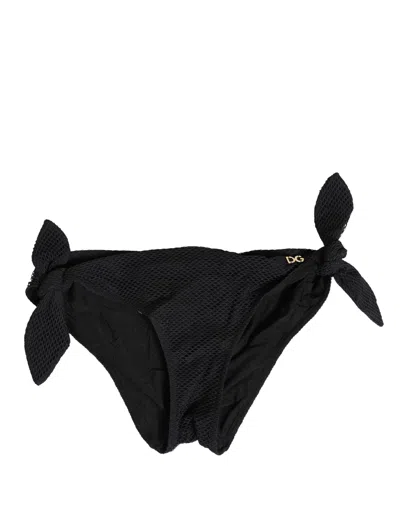 Dolce & Gabbana Side-tie Logo Bikini Bottom In Black