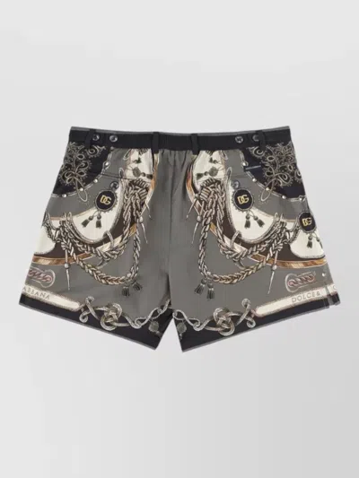 Dolce & Gabbana Swimwear Print Belt Loops Side Pockets In Gray
