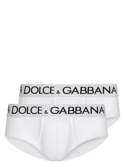 Dolce & Gabbana Logo-waist Cotton Briefs In White