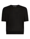 Dolce & Gabbana Micro-dot Stitch Silk Pullover In Black