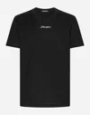 Dolce & Gabbana Black Crewneck T-shirt With Signature Logo In Cotton Man In ブラック