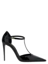 Dolce & Gabbana Elegant Black Leather T-strap Heels Sandals