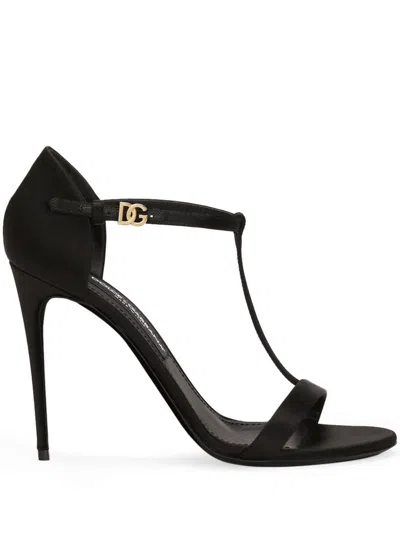 DOLCE & GABBANA T-BAR SATIN SANDALS