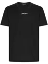 Dolce & Gabbana Black Crewneck T-shirt With Signature Logo In Cotton Man In Black