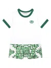 DOLCE & GABBANA T-SHIRT AND SHORTS SET WITH GREEN MAJOLICA PRINT AND DG LOGO