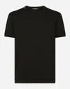 Dolce & Gabbana Dolce&gabbana Black T Shirt With Logo Embroidery In Black