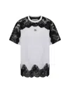Dolce & Gabbana Jersey T-shirt With Dg Logo And Lace Inserts In Bianco Ottico