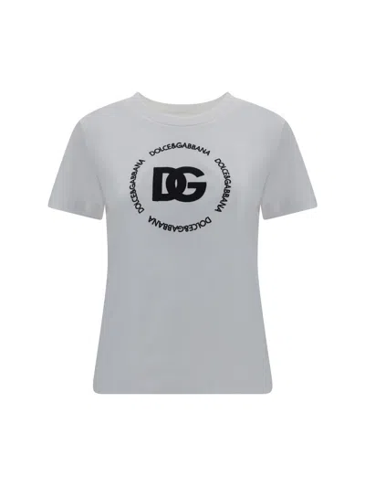 Dolce & Gabbana White T-shirt With Logo Lettering Print In Cotton